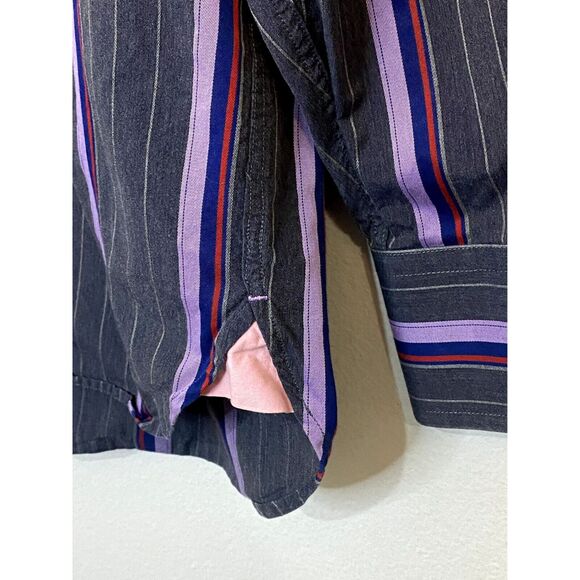 Tommy Hilfiger Mens Medium Button Up Shirt 80s 2 Ply Fabric Stripe 100% Cotton - Picture 10 of 13